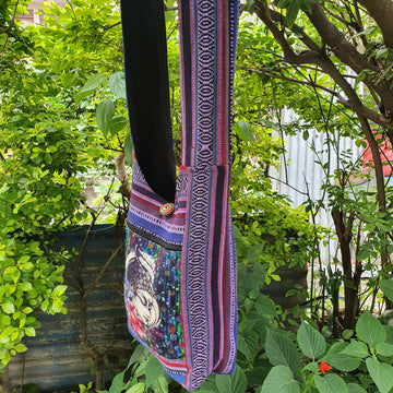 Art Print Cotton Shoulder Bag - FWOSI